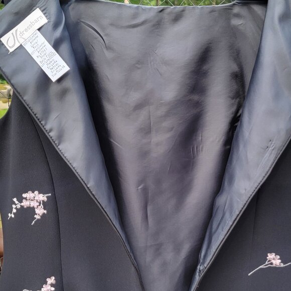 NWT - Fully Lined Black Dress Pink/White Embriodered (Sz 14) - Picture 8 of 9